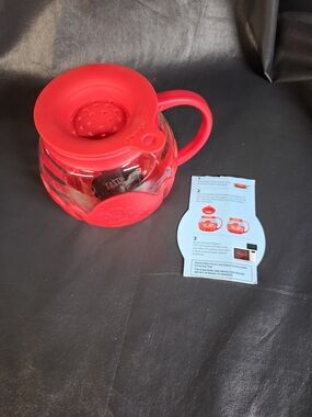 Red Glass with Silicone Microwave Popcorn Popper With Butter Lid and Handle